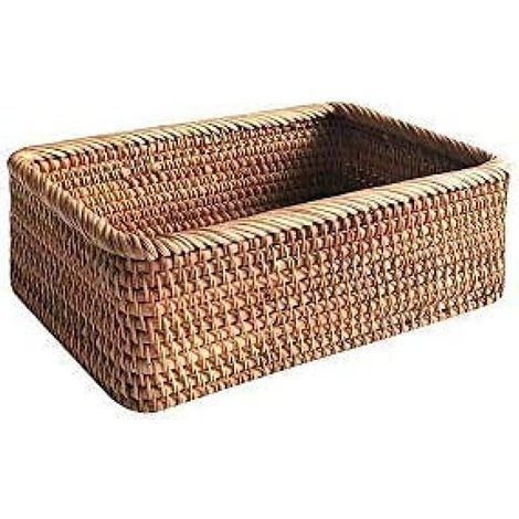 Panier rotin rectangulaire main plateau fruits pain rangement pique-nique