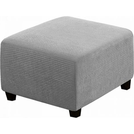 Housse de tabouret carrée élastique pour tabouret de rangement et repose-pieds (gris clair) (1/5)