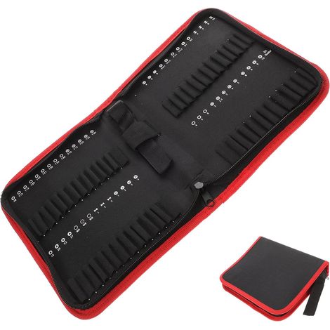 Pochette à Outils Rangement Pratique Organisateur pour 55 Embouts de 75mm en Tissu Oxford, Malette Outils Vide Poignée DIY (1/5)