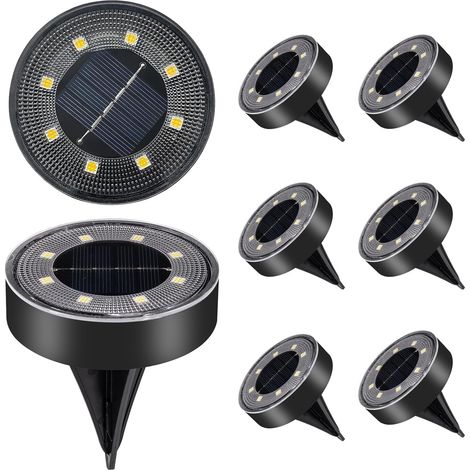 Lot de 8 Lampe Solaire Au Sol pour l'extérieur (blanc chaud)(IP68), Spot Solaire Extérieur, Lampes Solaires [Classe énergétique B] (1/5)