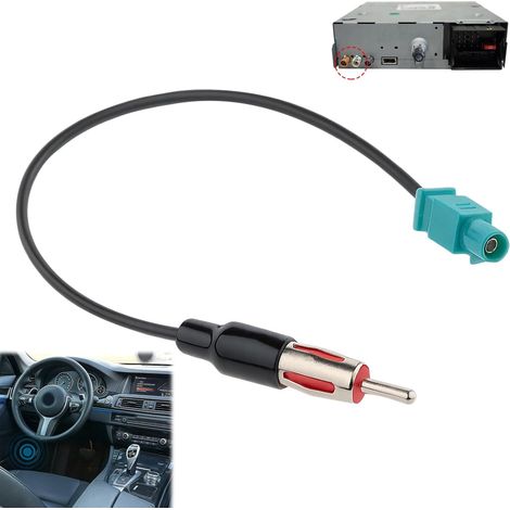 Adaptateur Antenne Autoradio, Adaptateur Radio Voiture pour antenne FM AM stéréo, Raccord Radio Voiture Câble Fakra Z Mâle Femelle vers DIN Prise Connecteur pour Stéréo Audio HD, Lecteur Multimédia CD (1/5)