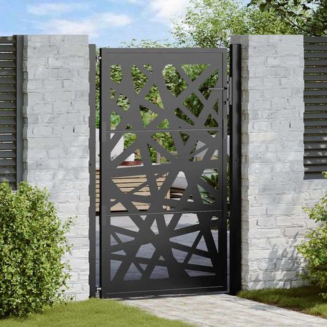 Gartentor Schwarz 100x150 cm Stahl Leichtes Design