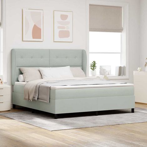 Boxspringbett mit Matratze Hellgrau 200 x 180 cm Samt (1/5)