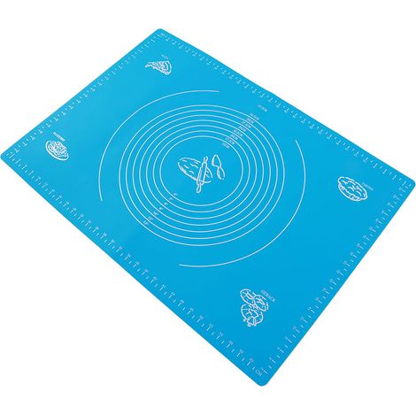 Tapis de cuisson antiadhésif en silicone pour la maison, avec graduations, pour étaler la pâte, ustensiles de cuisine (bleu 45x65cm) (1/5)
