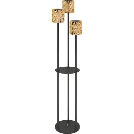 Solar Stehlampe Rattan Solarlampen mit Lichtsensor 3 Lichte Regal Solarleuchte im Boho-Stil IP44 Wasserdichte Solarlampe Outdoor Lampe Solarlaterne für Garten Balkon Außen Rasen Ø37 x 144H cm Aosom (1/5)