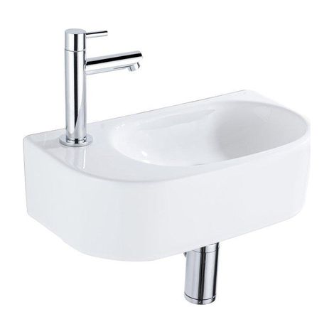 Fugaflow Efficiente Pietra Ensemble lave-mains - 40x21.5x12cm - gauche - lisse - semi‑rond - 1 trou de robinet - céramique - robinet de lave-mains (1/5)