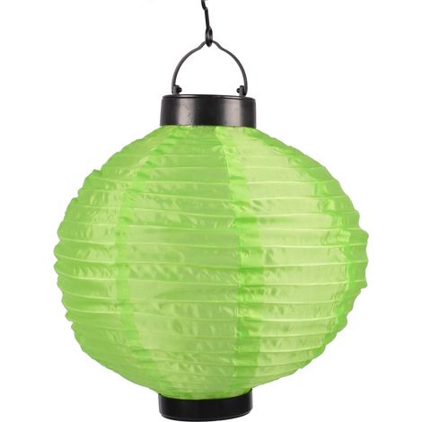 Solar-Lampion Ø25cm LED Papierlaterne Lampenschirm Lampions Laterne Garten Party - grün