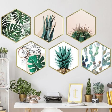 Stickers muraux végétaux verts pour chambre à coucher, décoration intérieure, papier peint à coller (1/5)