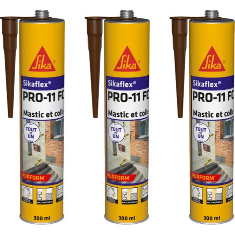 Lot de 3 mastics colle Sika Sikaflex PRO 11 FC Purform – Marron – 300ml – Élastique pour collage et étanchéité – Résistance intempéries
