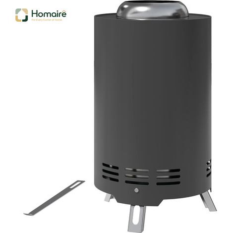 HOMAIRE Feuerschale en acier inoxydable Ø16x25cm avec crochet de raclage pour jardin, balcon, terrasse et camping, design gris et sans fumée