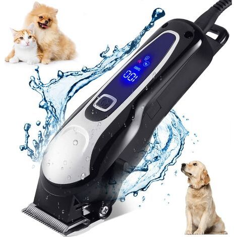 Tondeuse Chien Professionnelle,Tondeuse Chien Poil Long Epais Electrique sans Fil Kit,Tondeuse Animaux Chien Chat Professionnelle,Pet Grooming Kit,Lame Tranchante Sûre,Faible Bruit,Écran LCD (1/5)