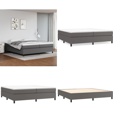 Boxspringbett mit Matratze Grau 200x200 cm Kunstleder - Boxspringbett - Doppelbett - Bettsofa - Luxusbett - Kunstlederbett - Home & Living (1/5)