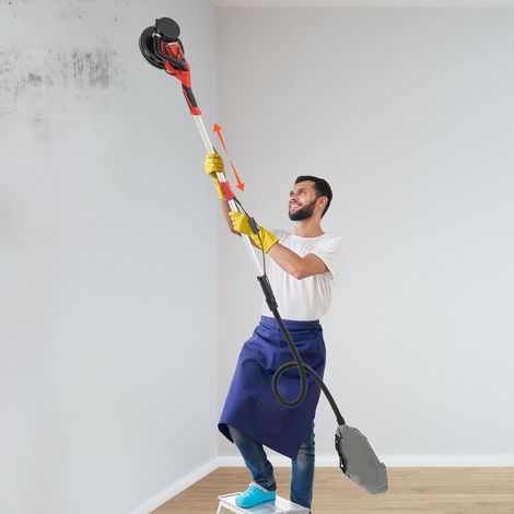 Wall Sander, Ceiling Sander, Drywall Sander, Electric Sander, Grinder, Renovation Tool with LED Light, 750 W Power, 6 Speeds, 255 mm Sanding Disc (Red) (1/5)