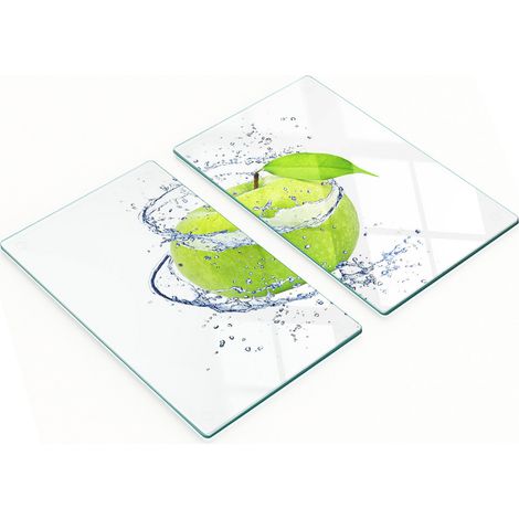Planches à découper décoratives en verre vert pomme 2 x 30 x 52 cm (1/5)