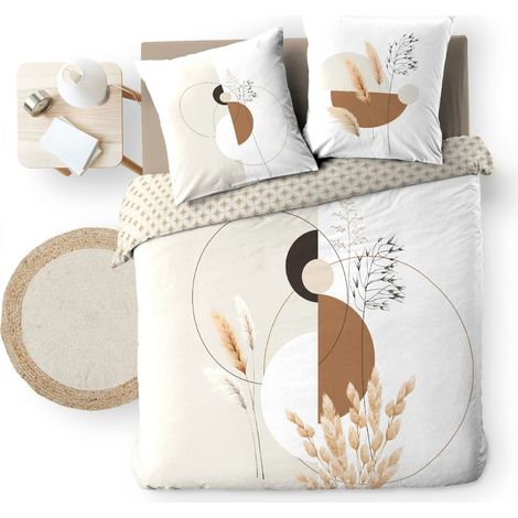 Housse de couette réversible NATACHA – 240x220 cm + 2 taies – Coton doux 42 fils