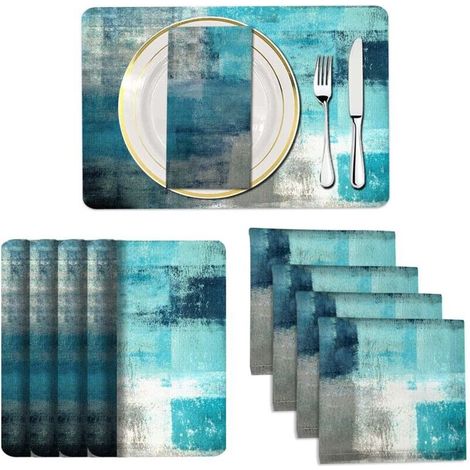Set of 8 placemats - Modern Art - Abstract painted art for home and kitchen decoration (placemats 40 x 30cm) (1/5)