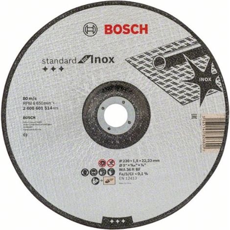 Disco corte inox concavo 230x1,9x22,23mm standard bosch