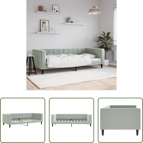 Sofa - Tagesbett Hellgrau 90x190 cm Samt (1/5)