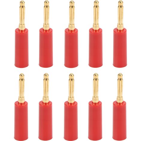 Fiche banane 4mm 7 broches plaquée or sans soudure pour câble enceinte, connecteur audio vidéo récepteur amplificateur home cinéma rouge (1/5)