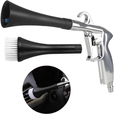 Pistolet à air comprimé, pistolet de nettoyage à sec, pistolet à air comprimé haute pression avec 2 buses, outil de nettoyage pour compresseur d'air 1/4 pouce