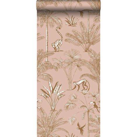 papier peint intissé XXL jungle rose pêche  - ESTAhome (1/5)