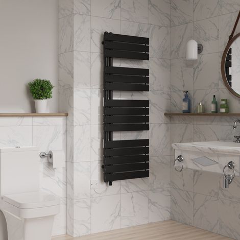 Flat Panel Electric Heated Towel Rail Black 1380x500mm (1/5)