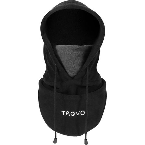 Warme Sturmhaube mit Kapuze für Damen und Herren, Fleece, verstellbar, Schwarzgrau (1/5)