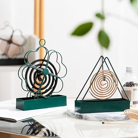Ensemble de 2 supports à spirale créatifs, trèfle à quatre feuilles et triangle, anti-moustiques suspendus en métal pour mosquée (1/4)