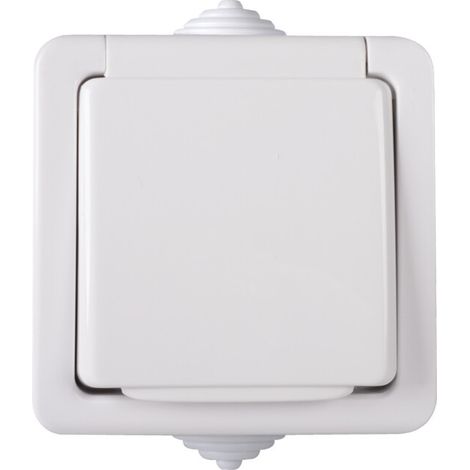 Enchufe de pared francés - 1 toma - Protección de la infancia - IP54 - Blanco (1/2)