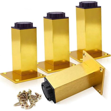 Verstellbare Schrankbeine, goldfarben, 4 Stück, Regerly Möbelfüße, Bettfüße, Couchfüße, Sofafüße, Möbelbeine, Metallmöbel, SU-6CM-Gold