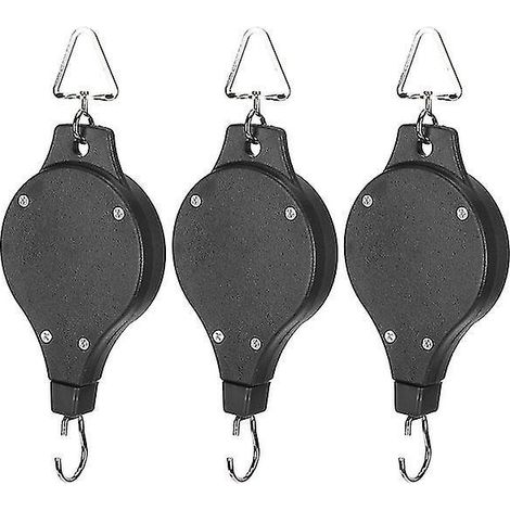 Lot de 3 poulies de suspension pour plantes, crochets rétractables, poulies robustes et réglables pour paniers de jardin et mangeoires à oiseaux (1/5)