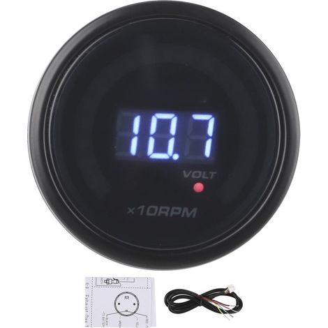 Tachymètre 2 en 1 12V, voltmètre à affichage numérique LED, compteur de haute précision universel pour voiture (1/5)