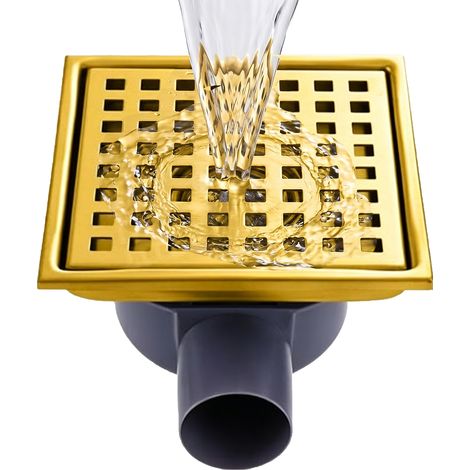 【Chauffage et ventilation】Caniveau de douche carré 15 15 cm, siphon 360° avec arrêt anti-odeurs et tamis à cheveux 2 en 1, écoulement de sol, écoulement de douche très plat (1/5)
