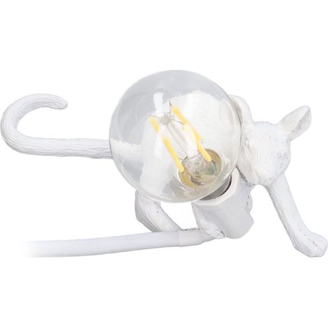 Lampe de table moderne en résine en forme de souris, lampe de chevet décorative en forme d'animal, douille E12, blanc café, prise européenne (1/5)