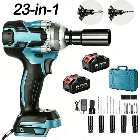 Kit d'outils 23-en-1 Clé à chocs électrique 1/2" – Couple 320 Nm – 2 batteries 3.0 Ah – Vitesse 2200 tr/min – Pour réparation automobile (1/5)