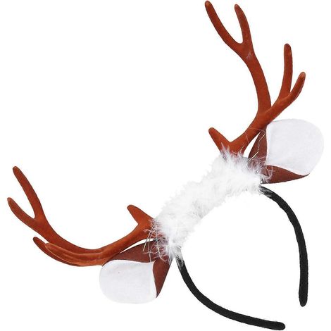 Serre-tête de Noël en bois de renne, compatible avec la décoration, 1 pièce, couleur café, métal, plastique et tissu (1/5)