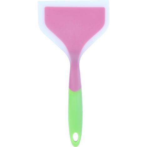 Spatule en silicone antiadhésive antidérapante pour tamagoyaki, pizza, steak (manche rose et vert) (1/5)
