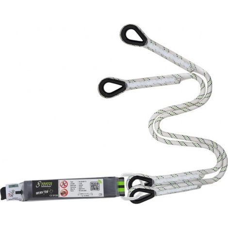 KRATOS SAFETY - Longe tressée 1.30m en fourche avec absorbeur d'énergie - sans connecteur