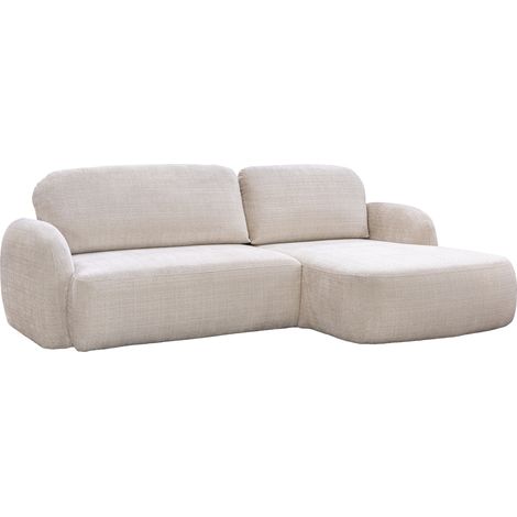 VIONA - Canapé d'angle convertible avec coffre en tissu beige - Angle droit