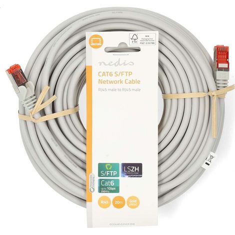 Nedis CAT6-Netzwerkkabel / RJ45 Stecker / RJ45 Stecker / S/FTP / 20.0 m / Rund / LSZH / Grau / Label
