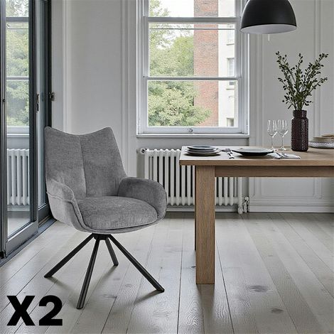 Chaise pivotante grise à accoudoirs (lot de 2) IENA (1/5)
