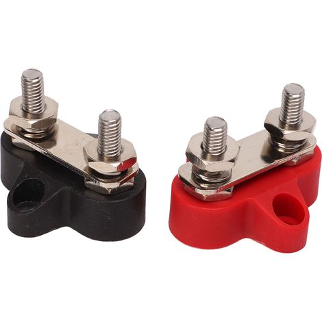 Lot de 2 Bornes d'alimentation batterie 48V acier inoxydable barre de connexion pour camion camping-car bateau 6,35 mm (1/5)