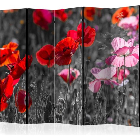 Paravent 5 Volets "Red Poppies" 172x225cm (1/2)