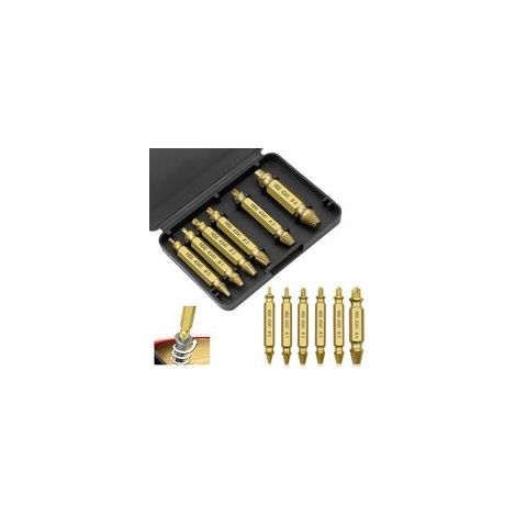 Extracteur de Vis Casse 6pcs Kit Extracteur Vis Endommagé Vis Extracteurs à Tête Extracteur de Vis Endommagées et Extracteur de Boulons pour Retirer les Vis Cassées(Doré) (1/5)