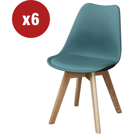 sedia da pranzo "leila" blu ottanio con gambe in legno 6 pezzi (1/2)