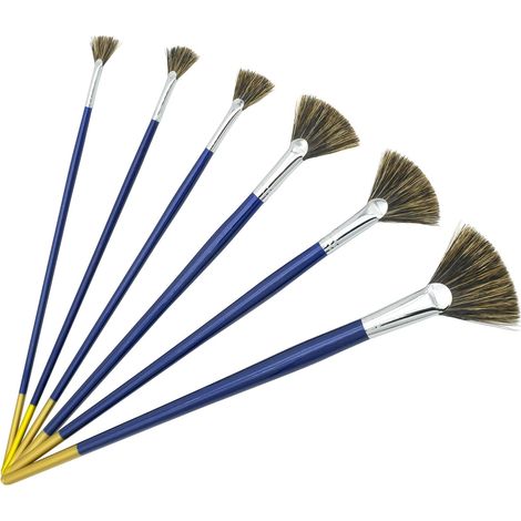 Pinceaux Peinture Huile en Éventail Poils de Sanglier Naturels 6PCS Pinceau pour à l'huile, Acrylique, Aquarelle, Set Watercolor Oil Acrylic Artiste (1/5)