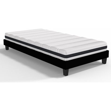 Ensemble matelas ressorts ensachés 90x190 Hygiospring + sommier à lattes - Mousse HR (1/4)