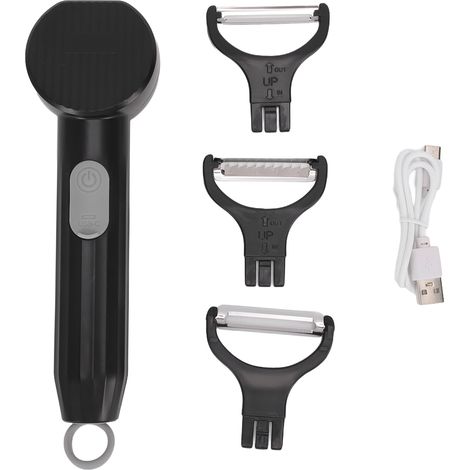 Éplucheur de pommes de terre électrique légumes et fruits à main 3 en 1 ensemble Gadgets de cuisine rechargeables USB noir (1/5)