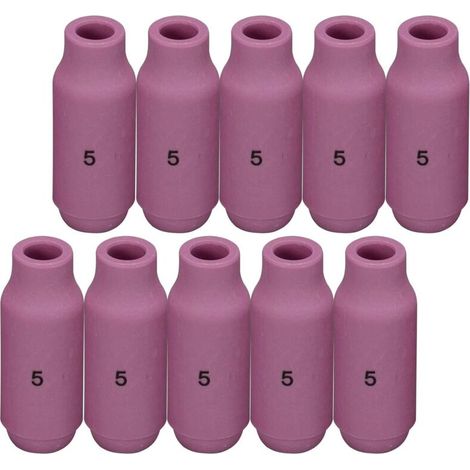 Buse en alumine et cuves céramiques pour soudure TIG Buses 10N49, 5 avec orifice de 8,0mm - Pour chalumeau de soudure TIG QQ300, PTA, DB, SR, WP 17, 18, 26 - Pack de 10 (1/5)