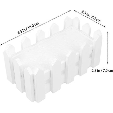 Ensemble de 3 pots de fleurs artificiels en plastique avec mousse et vase, fausses fleurs, pot de fleurs factice portable avec clôture en bois (blanc) (1/5)